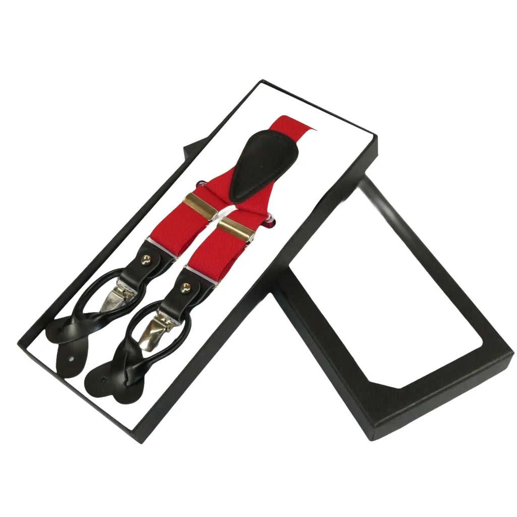 ELEGANT Suspenders Clip on and Button Option for Slacks or Suit Pants Red - J.Valintin Men's Wear Legend - 80113