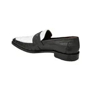 Belvedere Espada Ostrich Quill Penny Loafer Shoes Black/White 02440