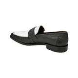 Belvedere Espada Ostrich Quill Penny Loafer Shoes Black/White 02440
