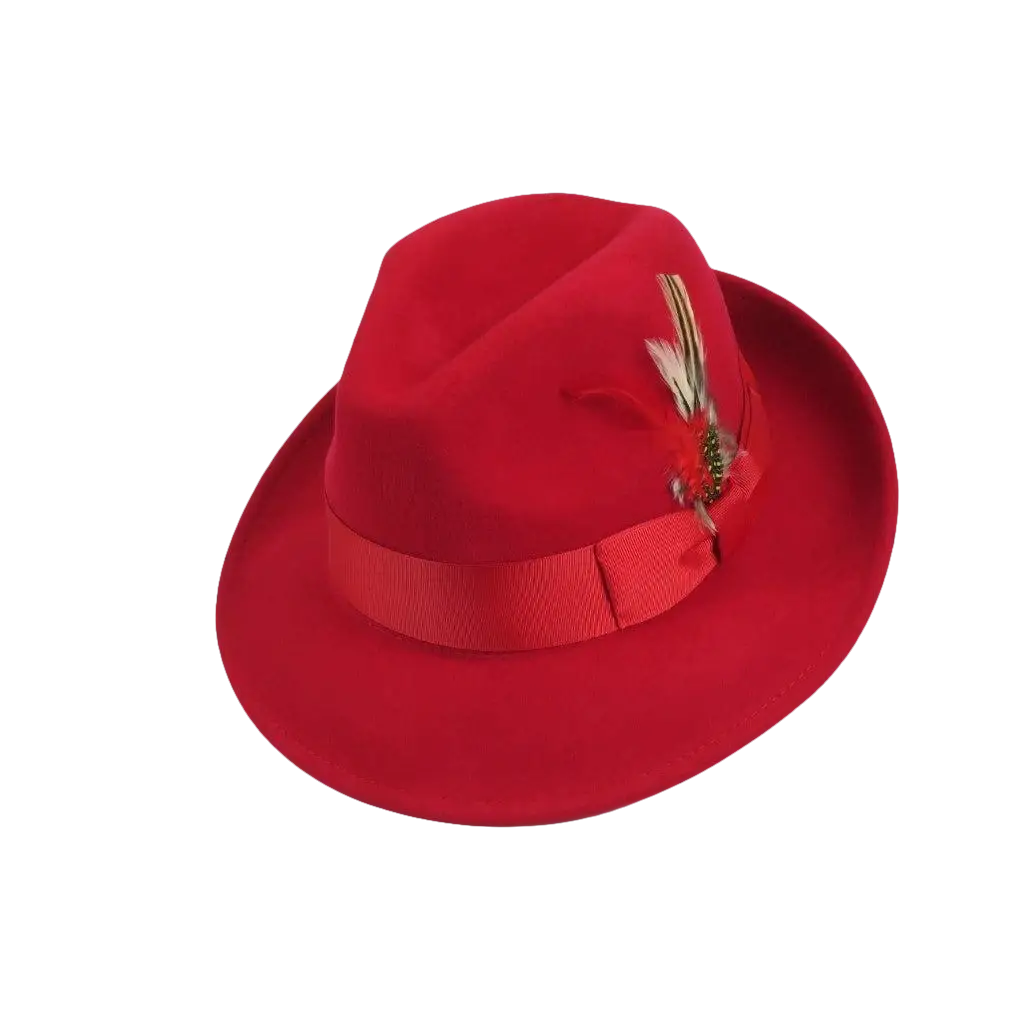 Men's Milani Wool Fedora Hat Soft Crushable Lined FD219 Fire Red