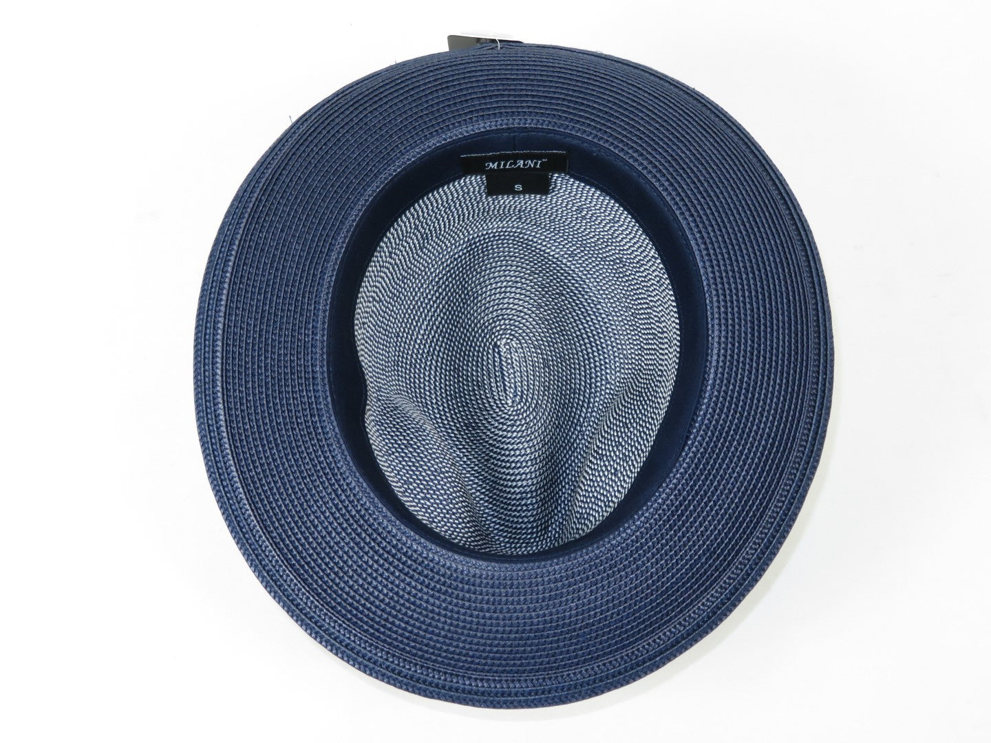 Men's Milani Straw Braided Fedora Hat Soft Crushable FDS-006 Navy/White