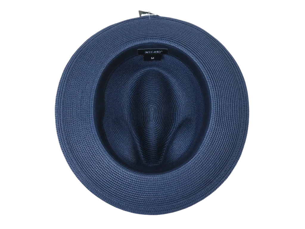 Men's Milani Straw Braided Fedora Hat Soft Crushable FDS-002 Solid Navy