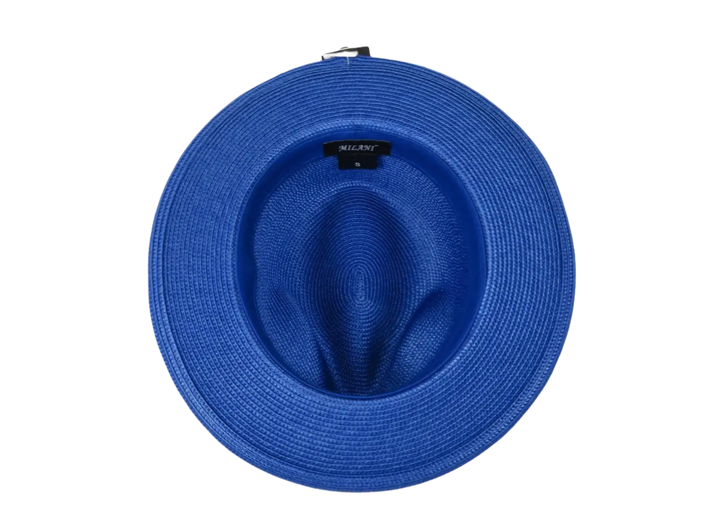 Men's Milani Straw Braided Fedora Hat Soft Crushable FDS-002 Solid Royal Blue
