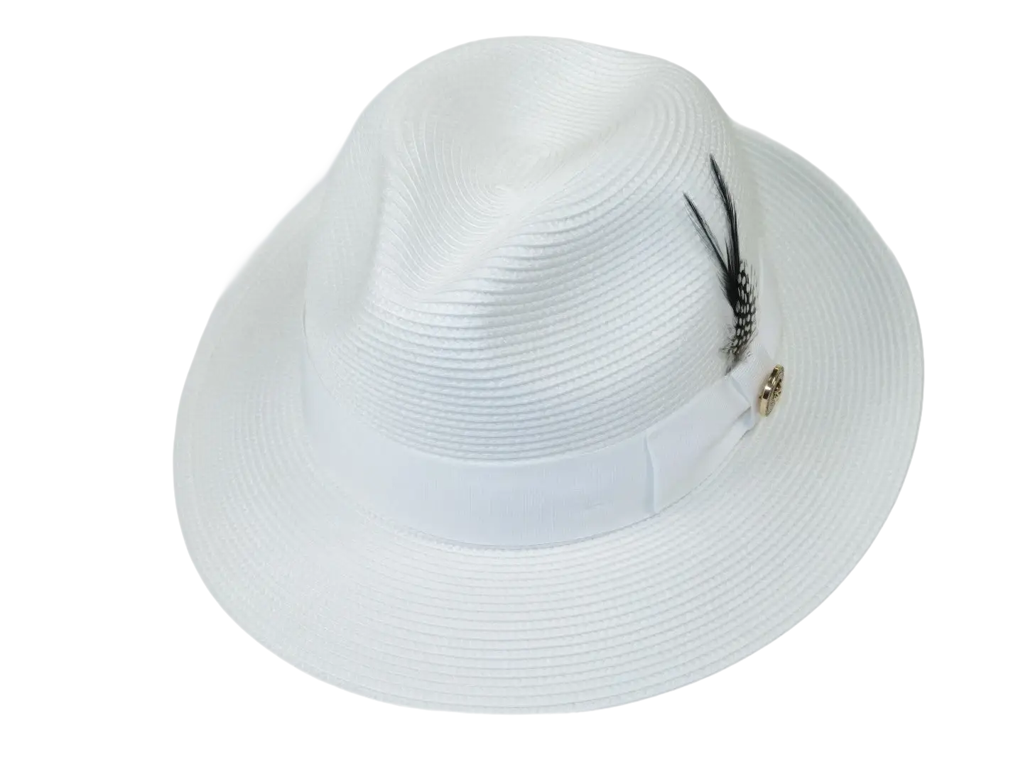Men's Milani Straw Braided Fedora Hat Soft Crushable FDS-002 Solid White