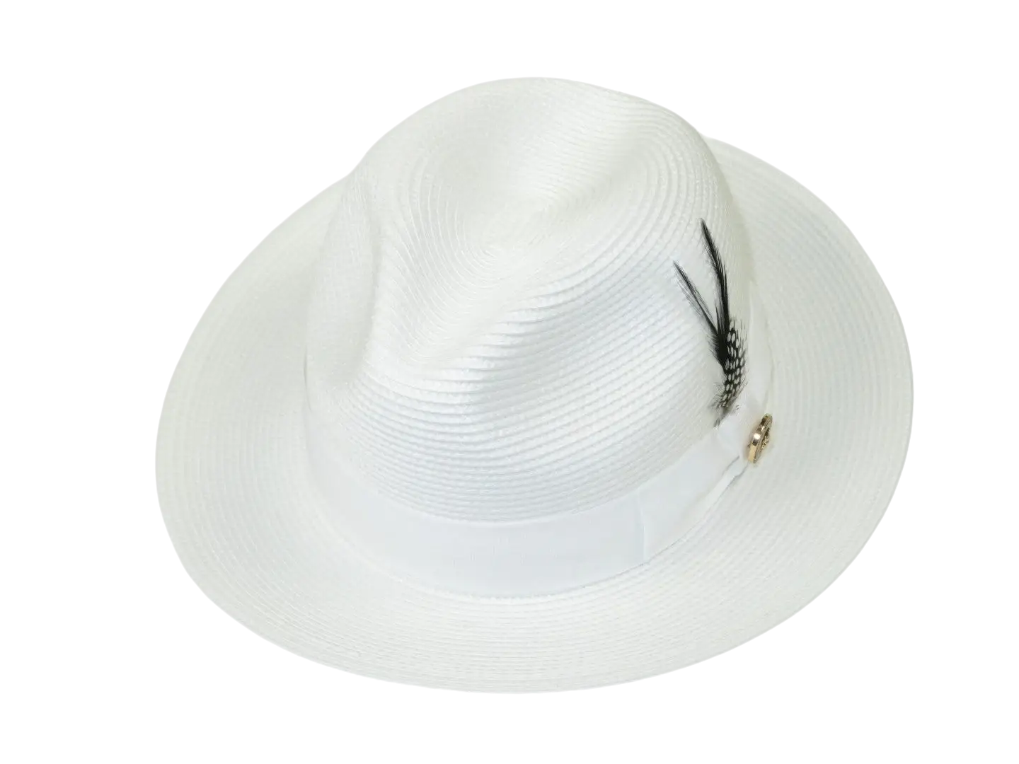 Men's Milani Straw Braided Fedora Hat Soft Crushable FDS-002 Solid White