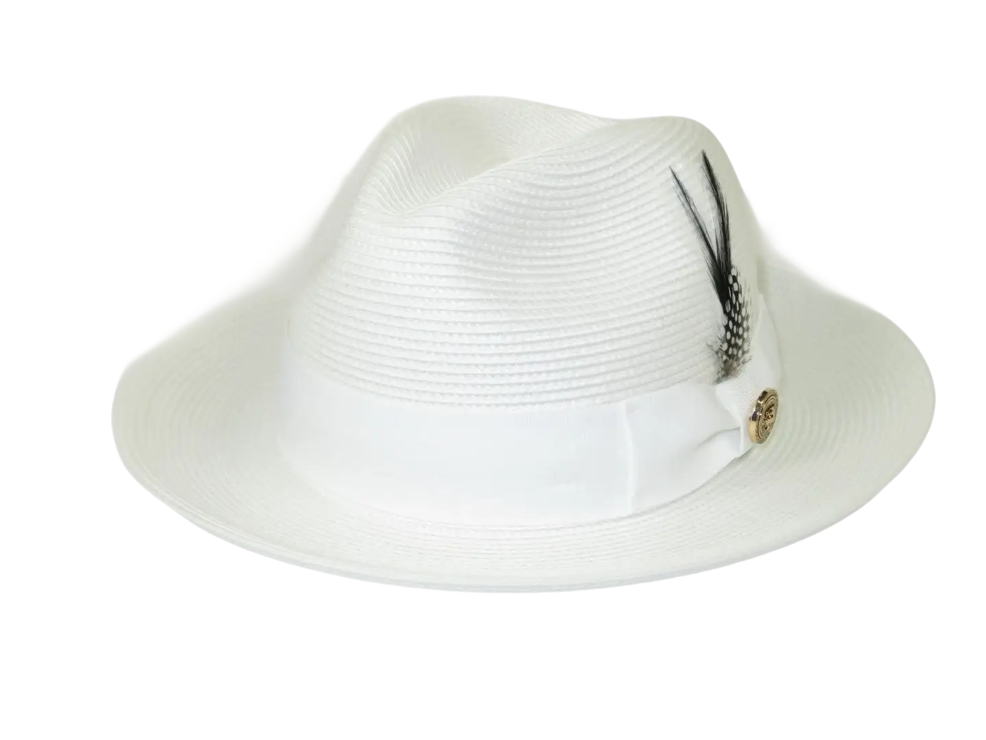 Men's Milani Straw Braided Fedora Hat Soft Crushable FDS-002 Solid White