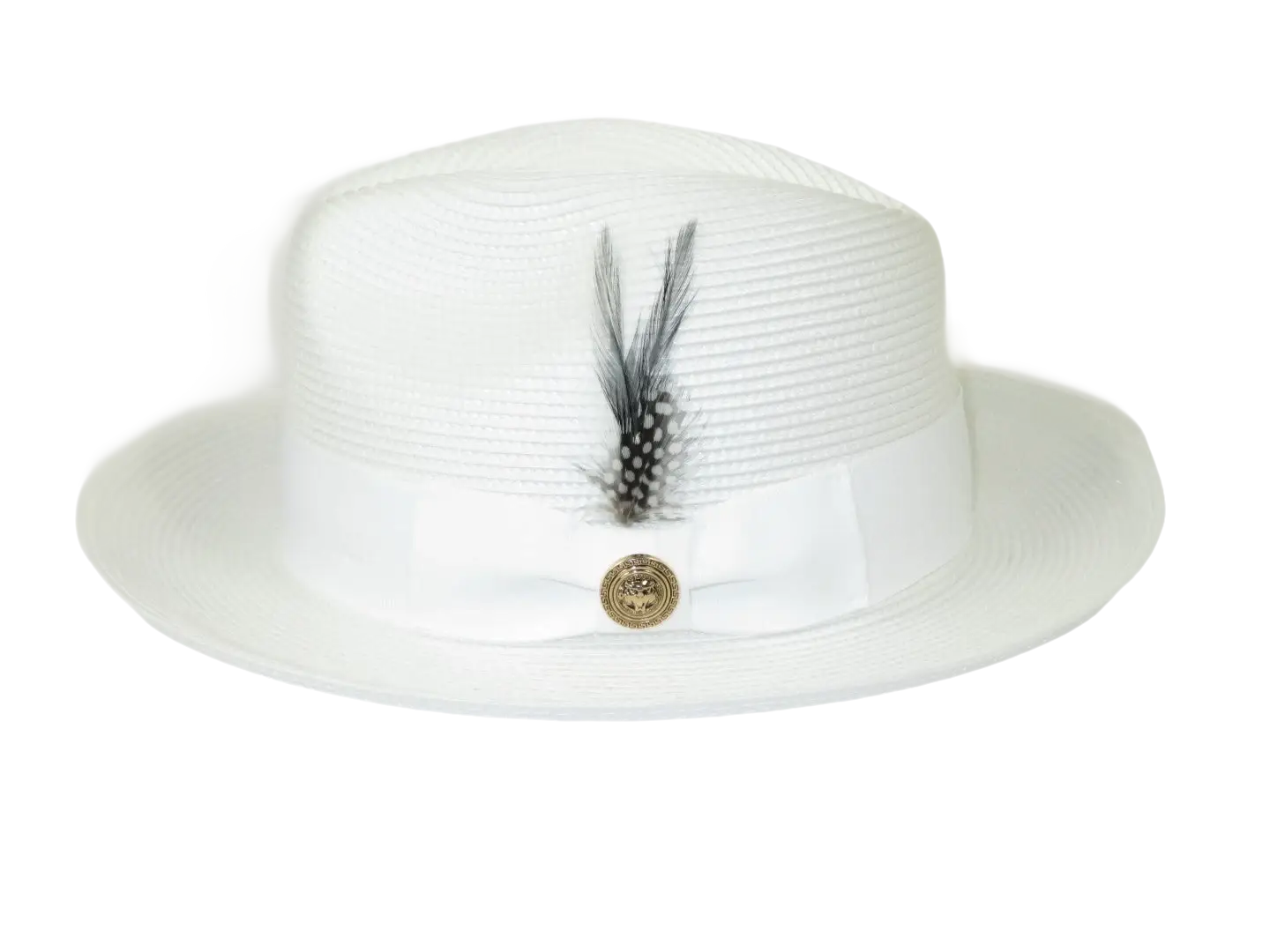 Men's Milani Straw Braided Fedora Hat Soft Crushable FDS-002 Solid White