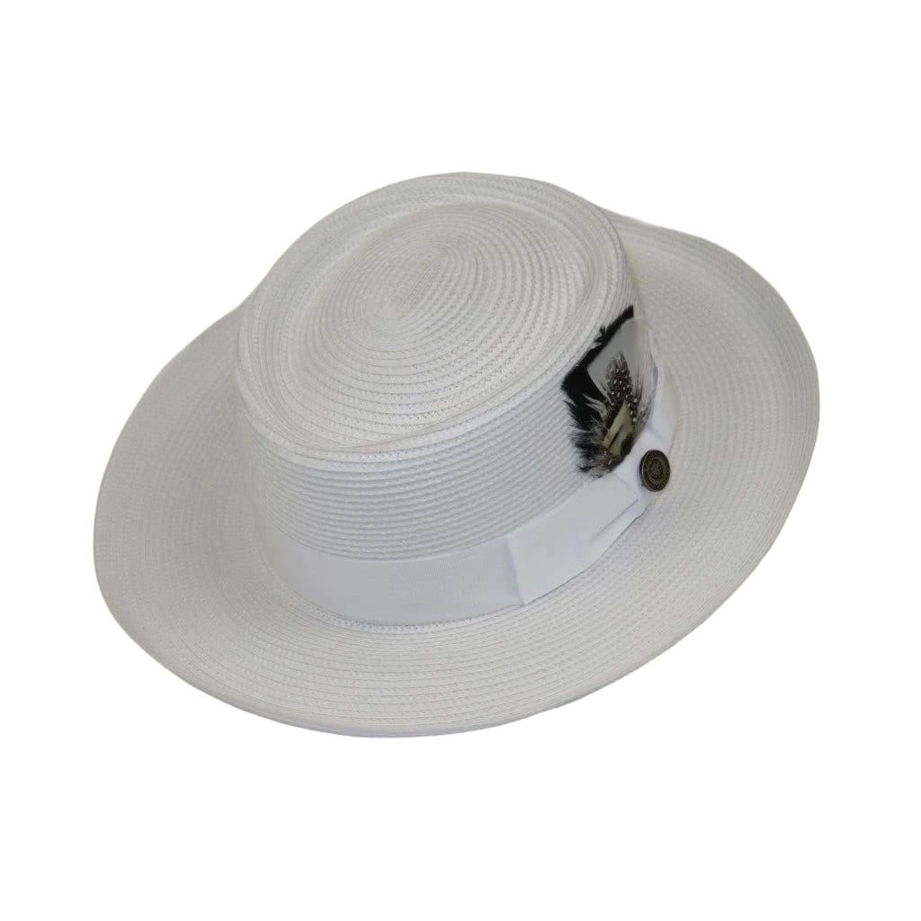 Men Bruno Capelo Braid Straw Style Spring Hat Wide Brim GAMBLER GAMS201 White