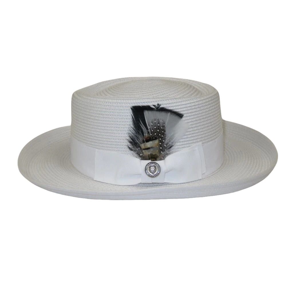 Men Bruno Capelo Braid Straw Style Spring Hat Wide Brim GAMBLER GAMS201 White