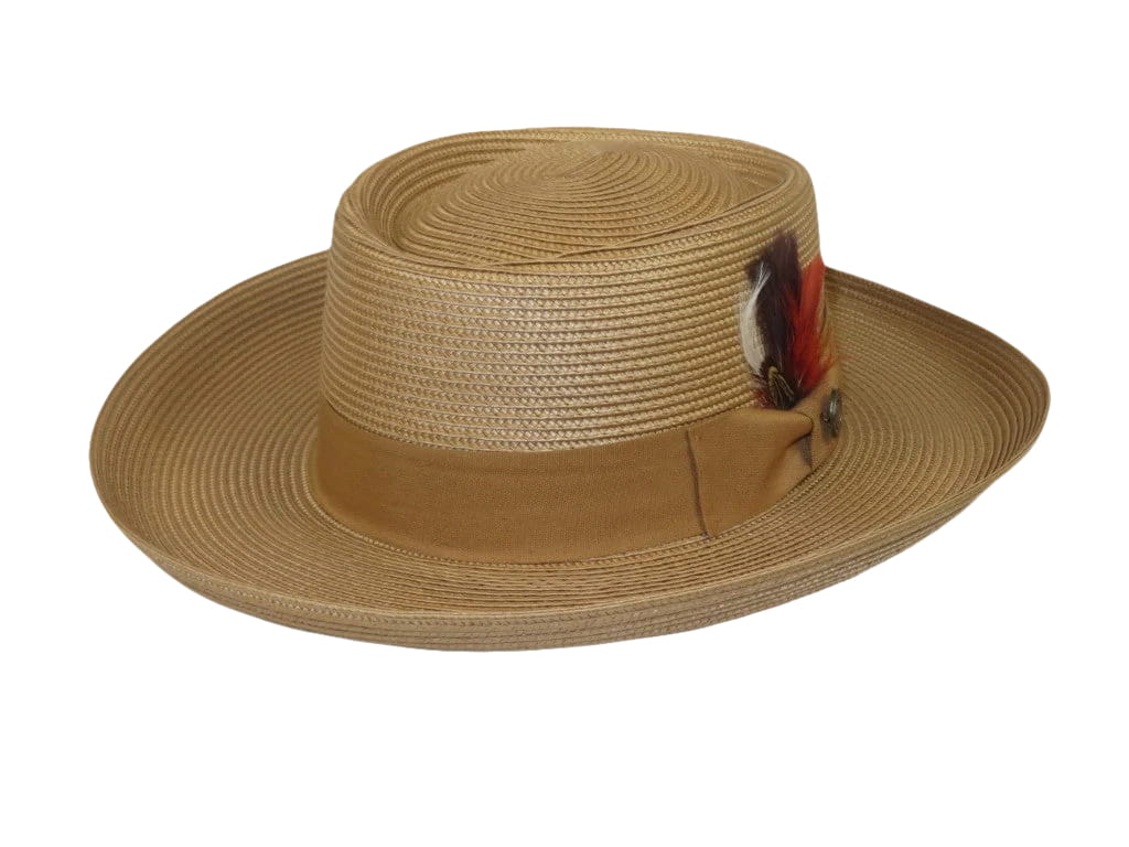 Men Bruno Capelo Braid Straw Style Spring Hat Wide Brim GAMBLER GAMS206 Tan