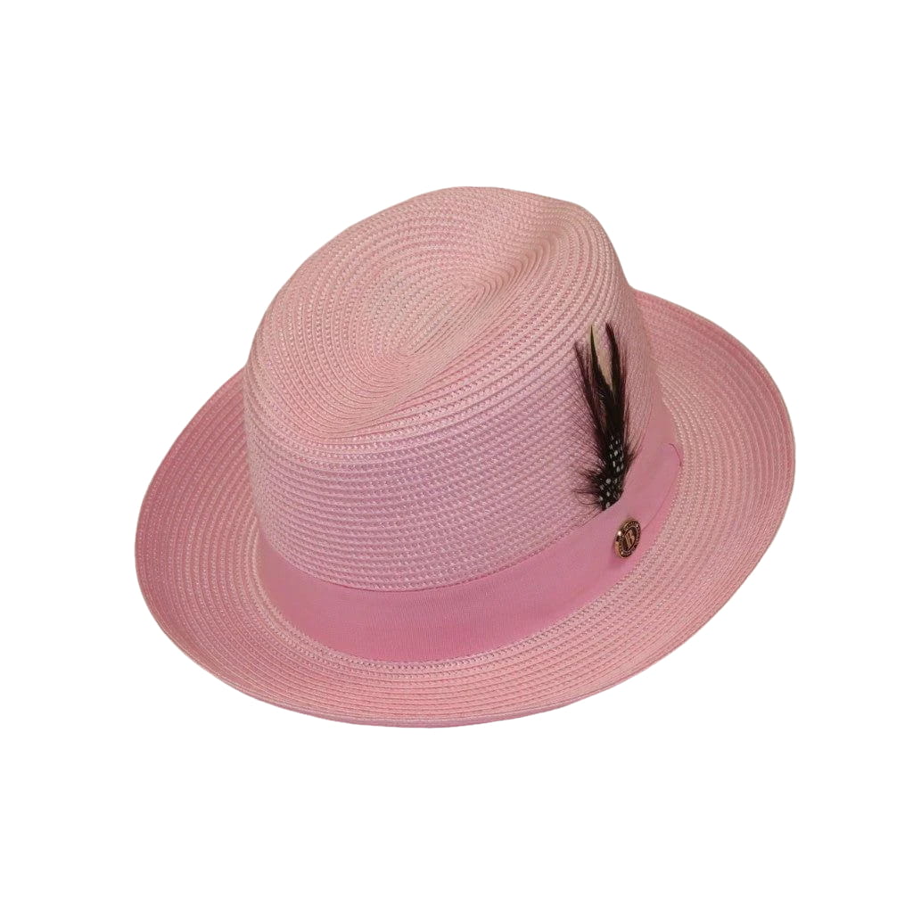 Men Bruno Capelo Summer Spring Soft Straw Style Hat Godfather GF210 Pink