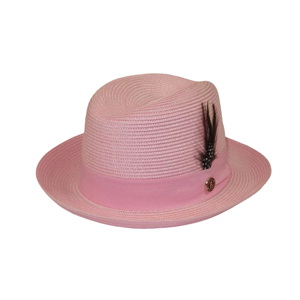 Men Bruno Capelo Summer Spring Soft Straw Style Hat Godfather GF210 Pink