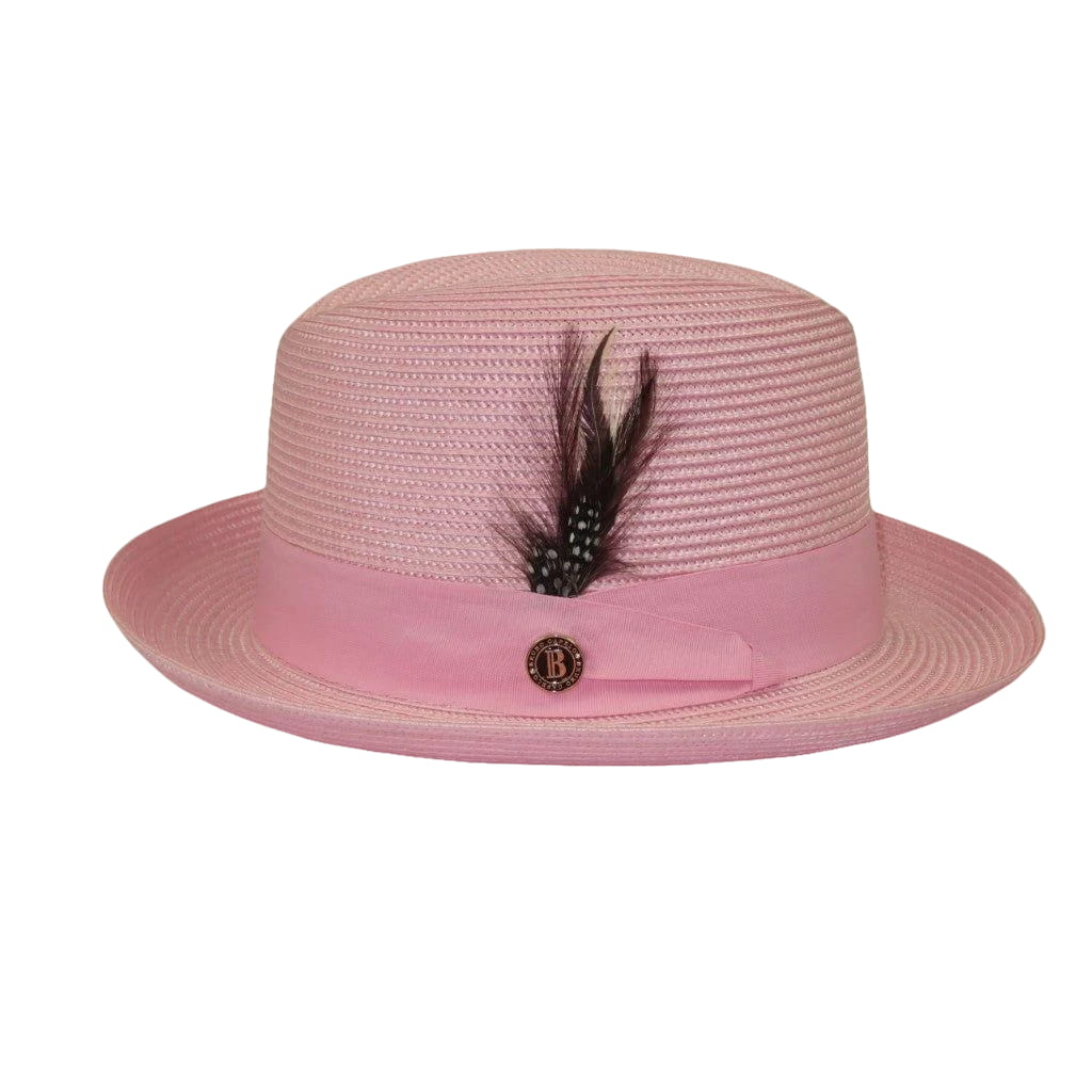 Men Bruno Capelo Summer Spring Soft Straw Style Hat Godfather GF210 Pink