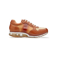 Belvedere Gino Genuine Ostrich,Italian Calf Leather Sneaker Brandy Bone E24