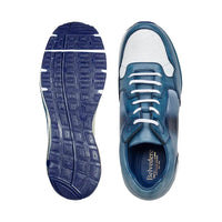 Belvedere Gino Genuine Ostrich,Italian Calf Leather Sneaker Blue White E24