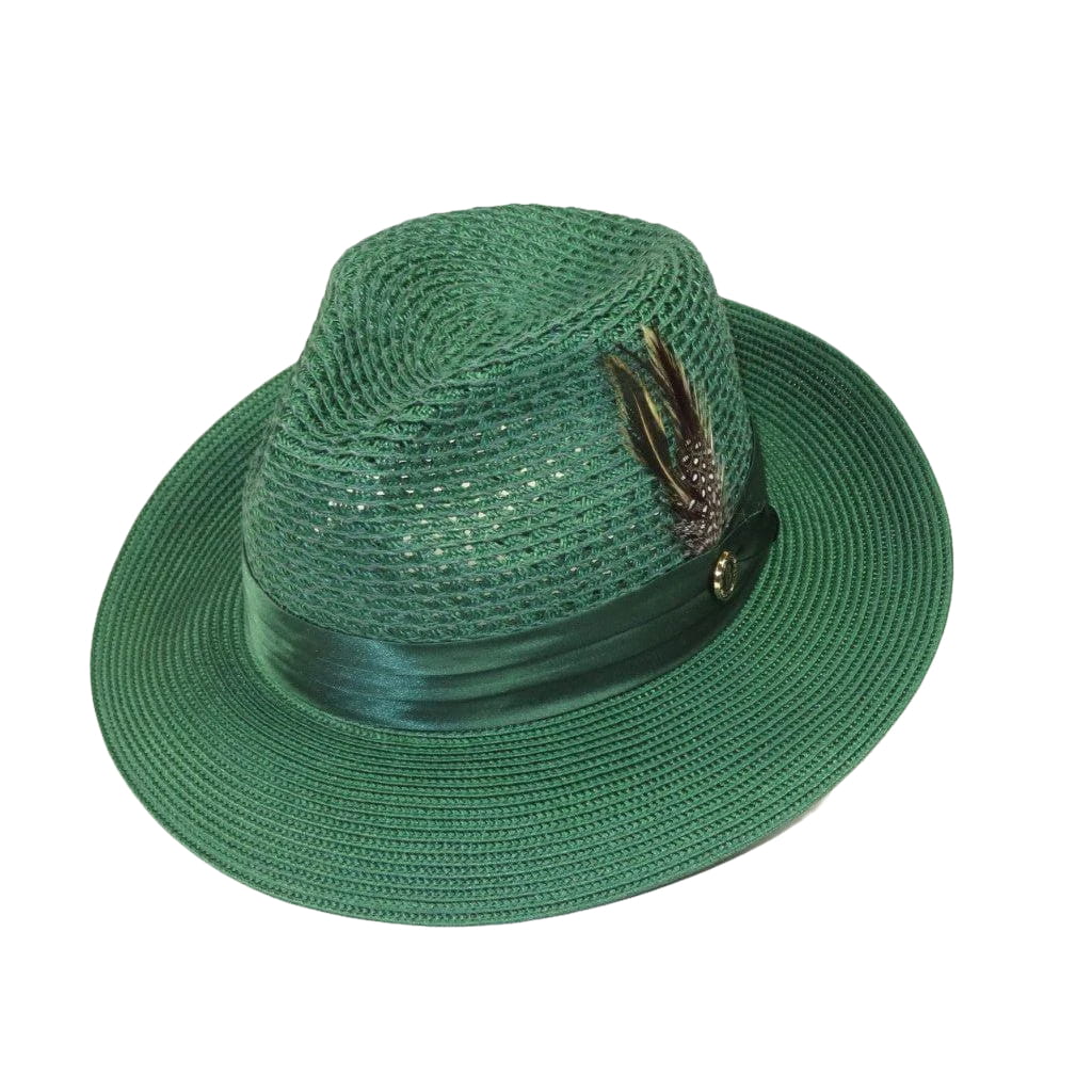 Men's Summer Spring Braid Straw style Hat by BRUNO CAPELO JULIAN JU905 Emerald