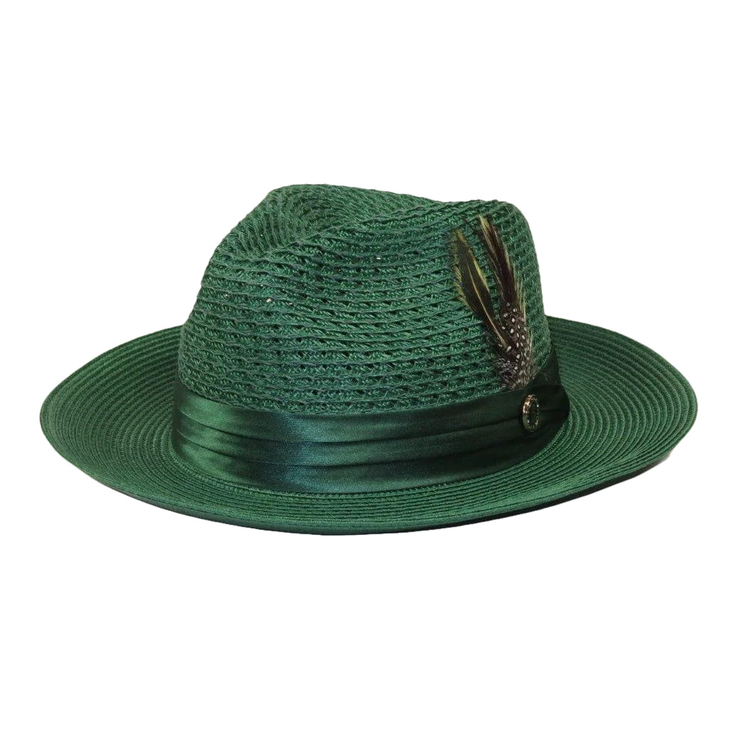 Men's Summer Spring Braid Straw style Hat by BRUNO CAPELO JULIAN JU905 Emerald