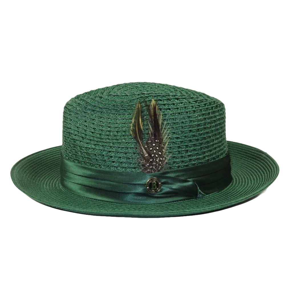 Men's Summer Spring Braid Straw style Hat by BRUNO CAPELO JULIAN JU905 Emerald