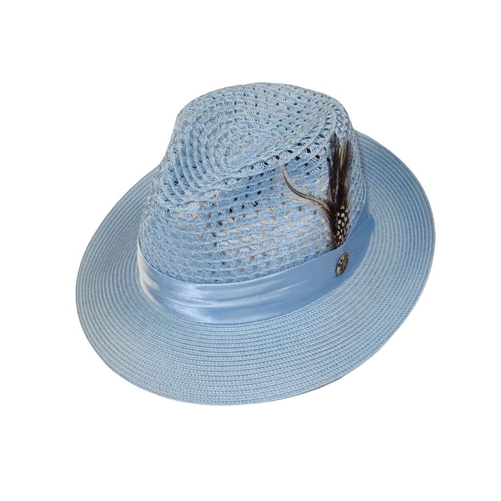 Men's Summer Spring Braid Straw style Hat by BRUNO CAPELO JULIAN JU910 Lt Blue