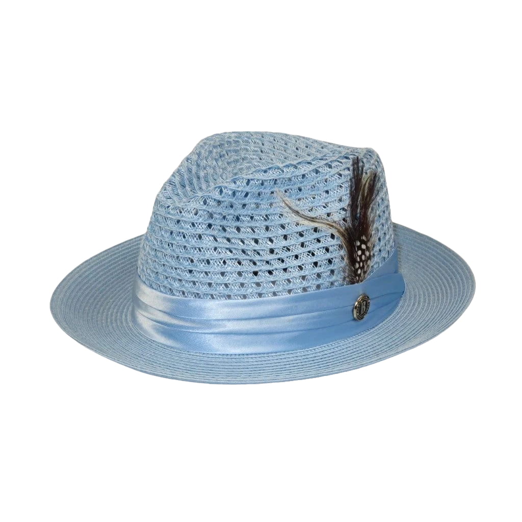 Men's Summer Spring Braid Straw style Hat by BRUNO CAPELO JULIAN JU910 Lt Blue