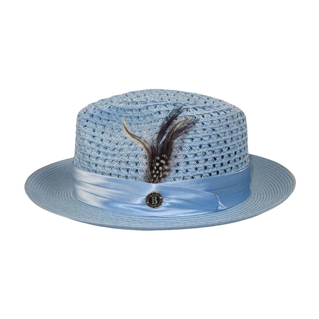 Men's Summer Spring Braid Straw style Hat by BRUNO CAPELO JULIAN JU910 Lt Blue