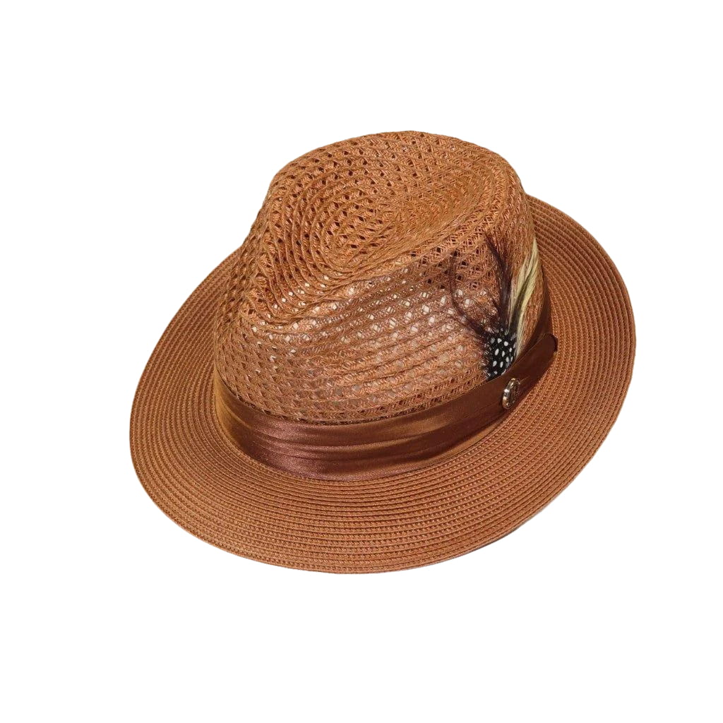 Men's Summer Spring Braid Straw Hat BRUNO CAPELO JULIAN JU924 Brandy/Rust