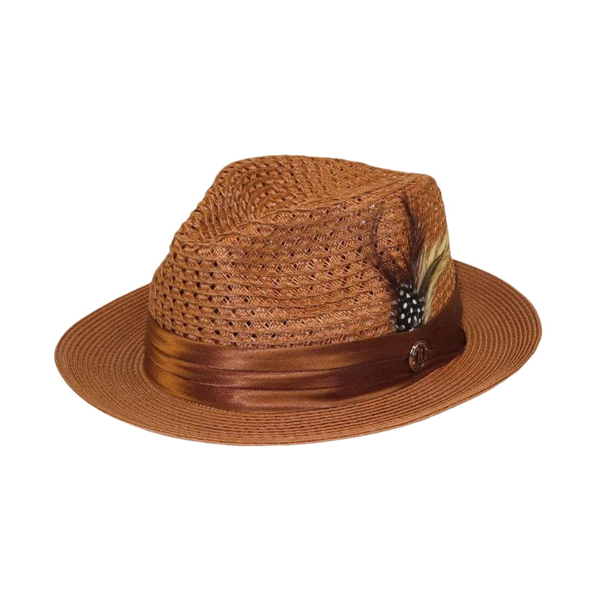Men's Summer Spring Braid Straw Hat BRUNO CAPELO JULIAN JU924 Brandy/Rust