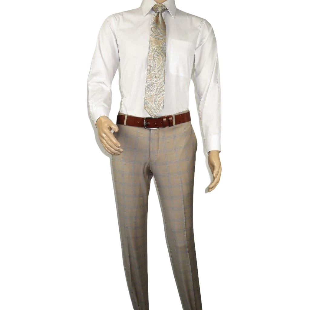 Men Suit BERLUSCONI Turkey Italian Wool 180's Glenn Plaid K167-07 Beige Blue