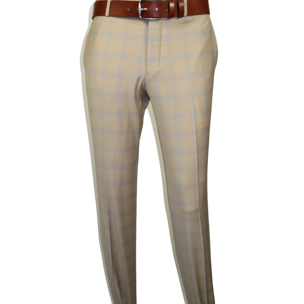 Men Suit BERLUSCONI Turkey Italian Wool 180's Glenn Plaid K167-07 Beige Blue