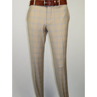 Men Suit BERLUSCONI Turkey Italian Wool 180's Glenn Plaid K167-07 Beige Blue