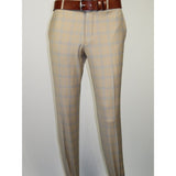 Men Suit BERLUSCONI Turkey Italian Wool 180's Glenn Plaid K167-07 Beige Blue