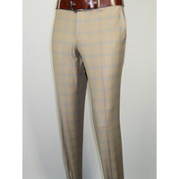 Men Suit BERLUSCONI Turkey Italian Wool 180's Glenn Plaid K167-07 Beige Blue