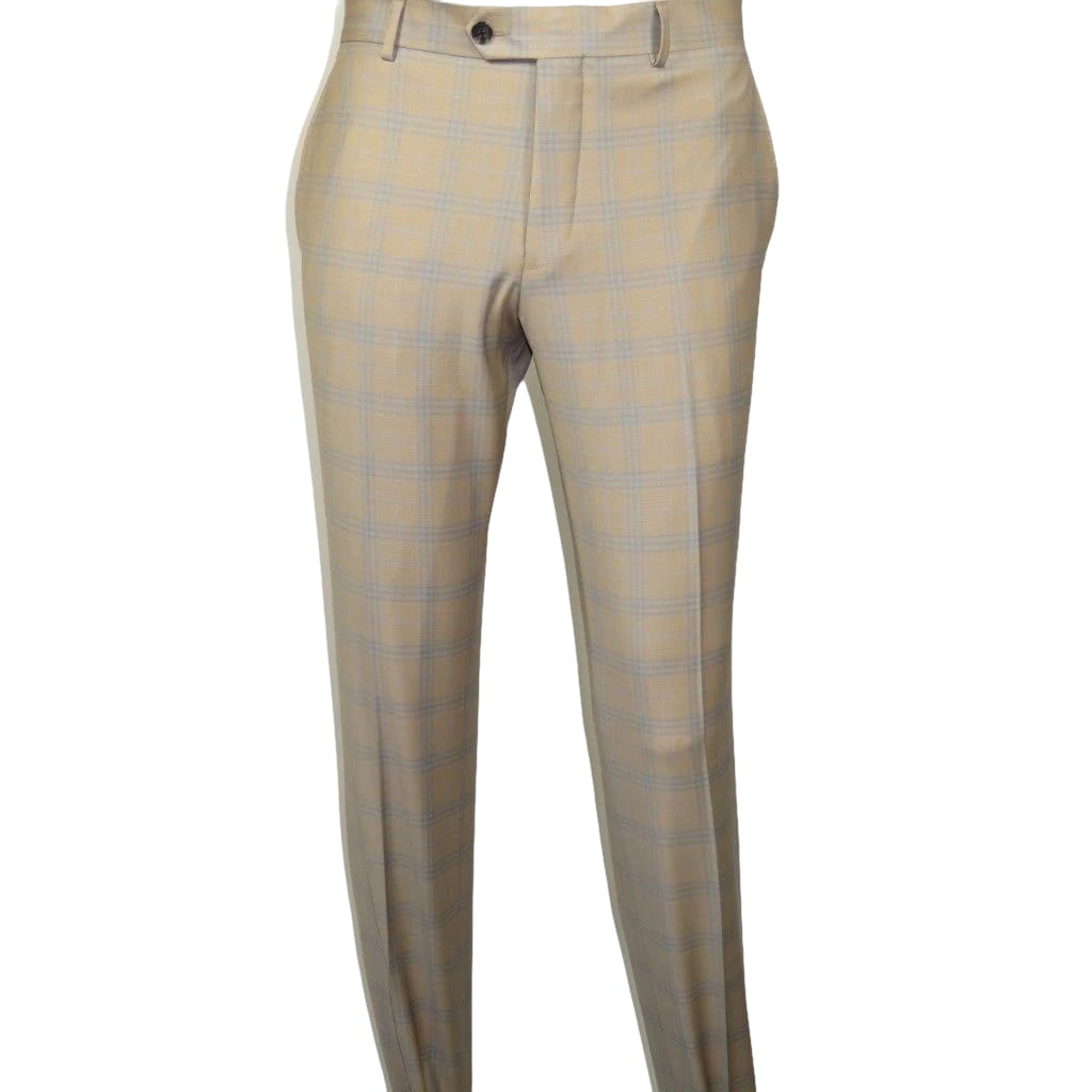 Men Suit BERLUSCONI Turkey Italian Wool 180's Glenn Plaid K167-07 Beige Blue
