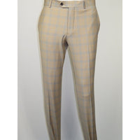 Men Suit BERLUSCONI Turkey Italian Wool 180's Glenn Plaid K167-07 Beige Blue