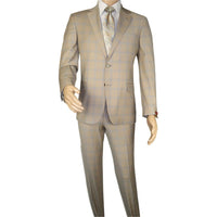 Men Suit BERLUSCONI Turkey Italian Wool 180's Glenn Plaid K167-07 Beige Blue