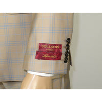 Men Suit BERLUSCONI Turkey Italian Wool 180's Glenn Plaid K167-07 Beige Blue