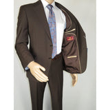 Men Suit BERLUSCONI Turkey Italian Wool 180's Portly Drop 4 Pants K255-07 Brown