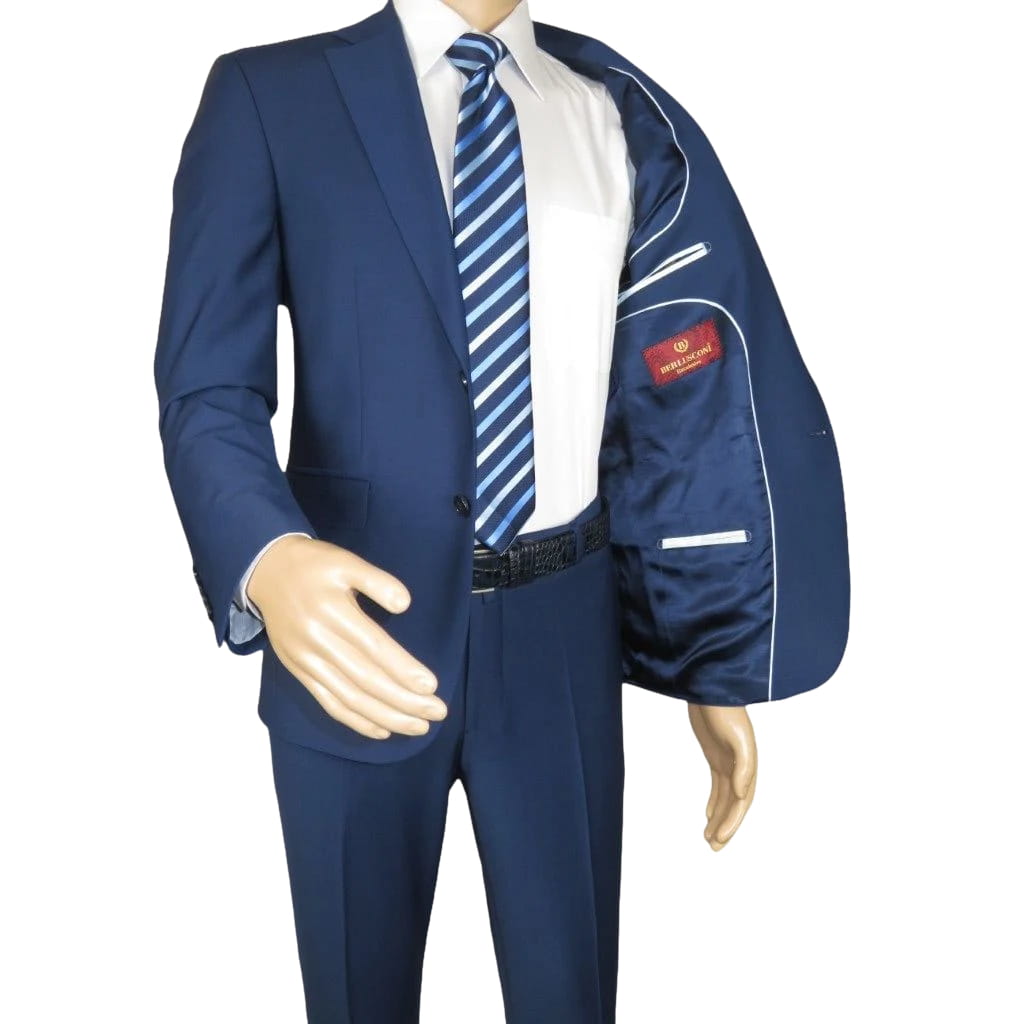 Men Suit BERLUSCONI Turkey Italian Wool 180's Single Breasted K442-12 Navy