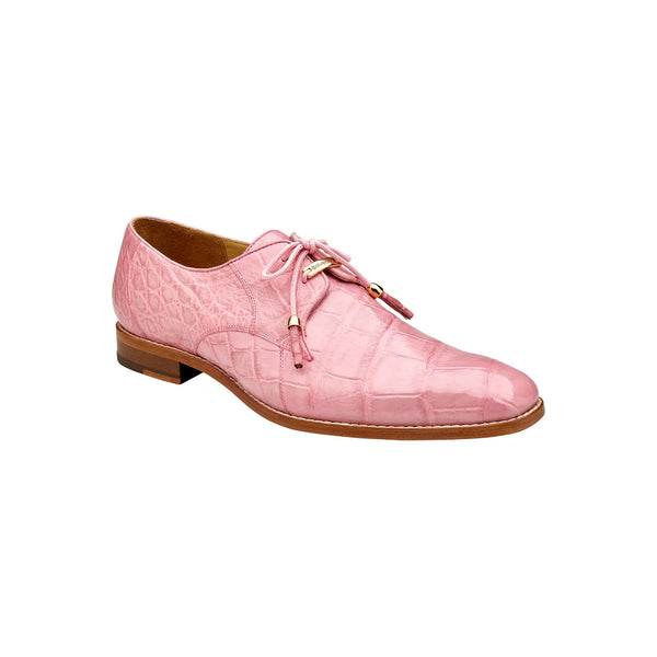 Belvedere Men's Shoes Lago Genuine Alligator Plain Toe Tassel Pink 14010