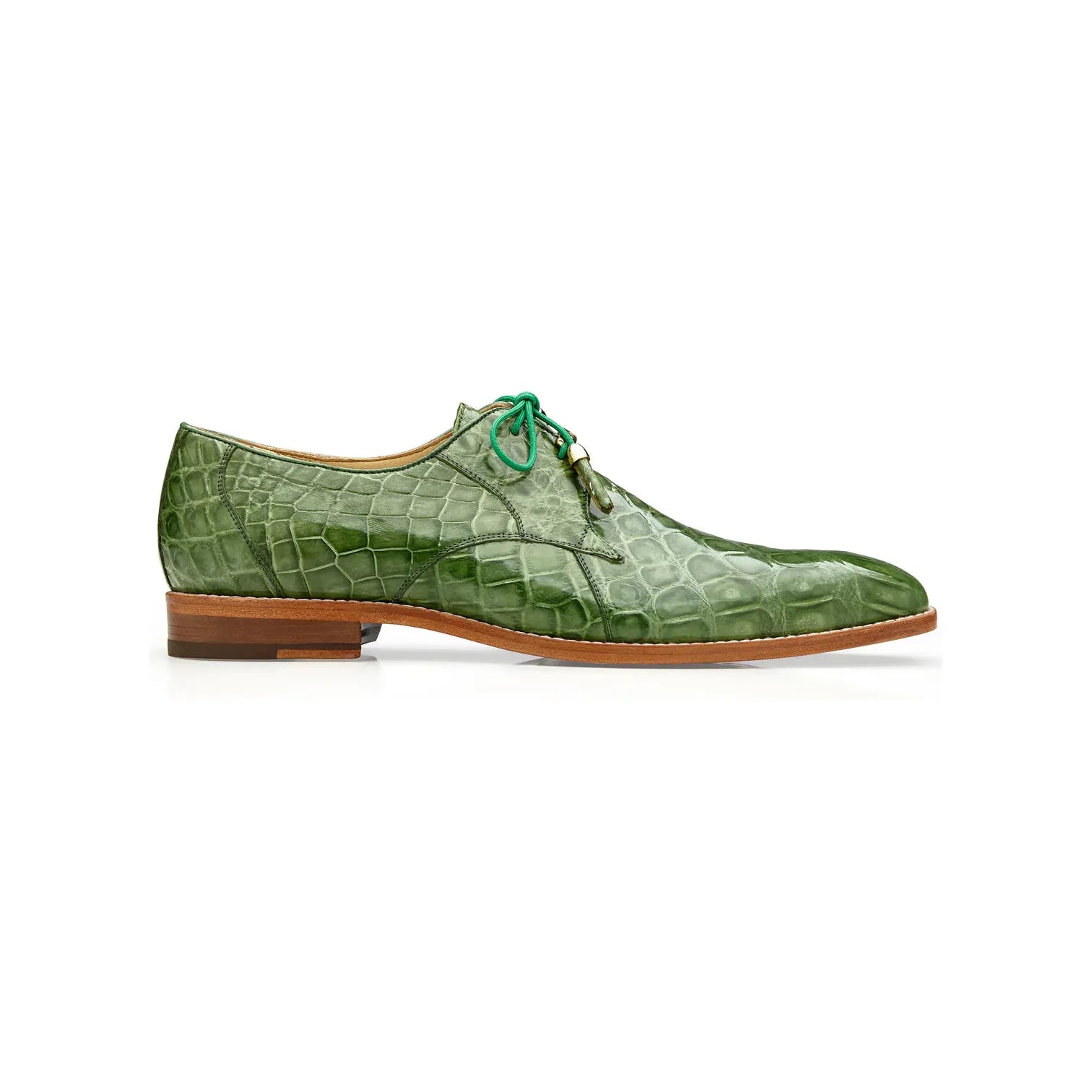 Belvedere Men's Shoes Lago Genuine Alligator Plain Toe Tassel Pistachio 14010