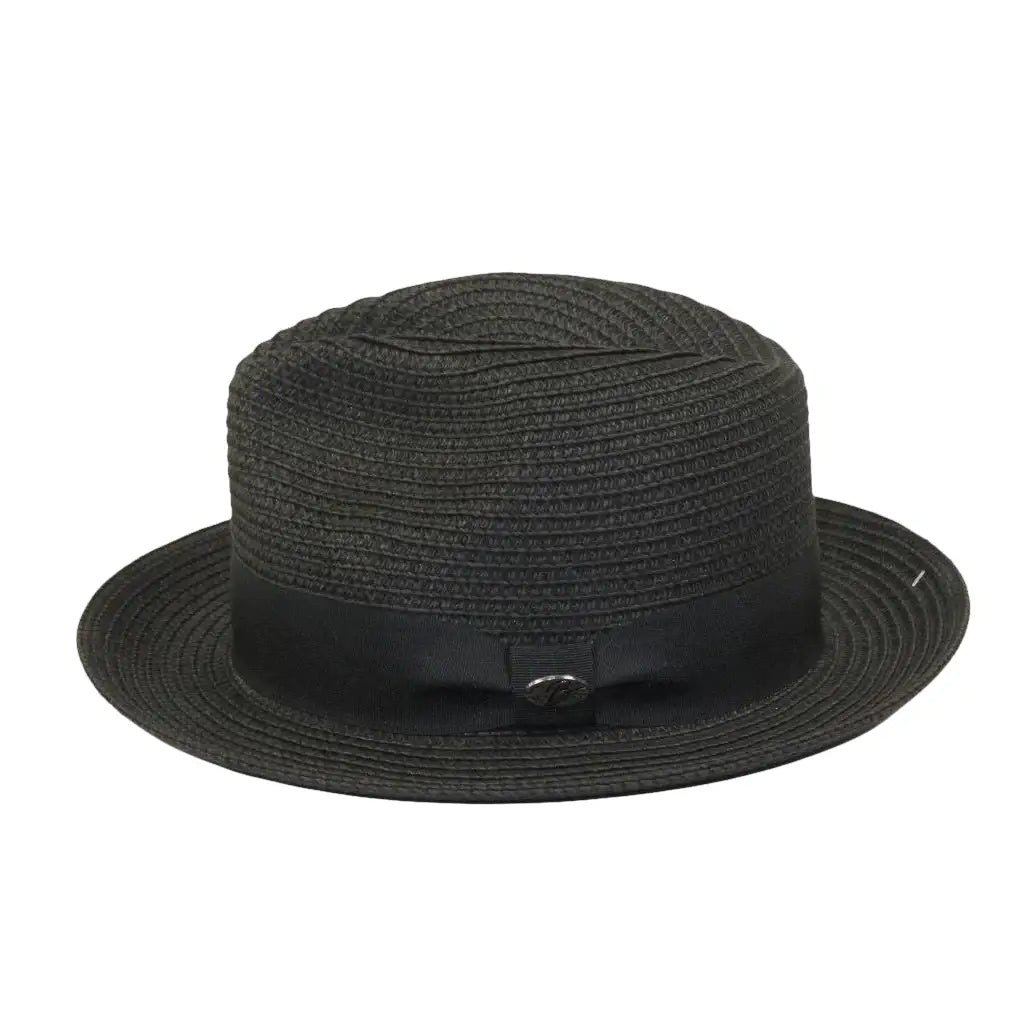 Men's Bently Semi Crushable Fedora Pinch Front Briad Hat Leonardo LE231 Black
