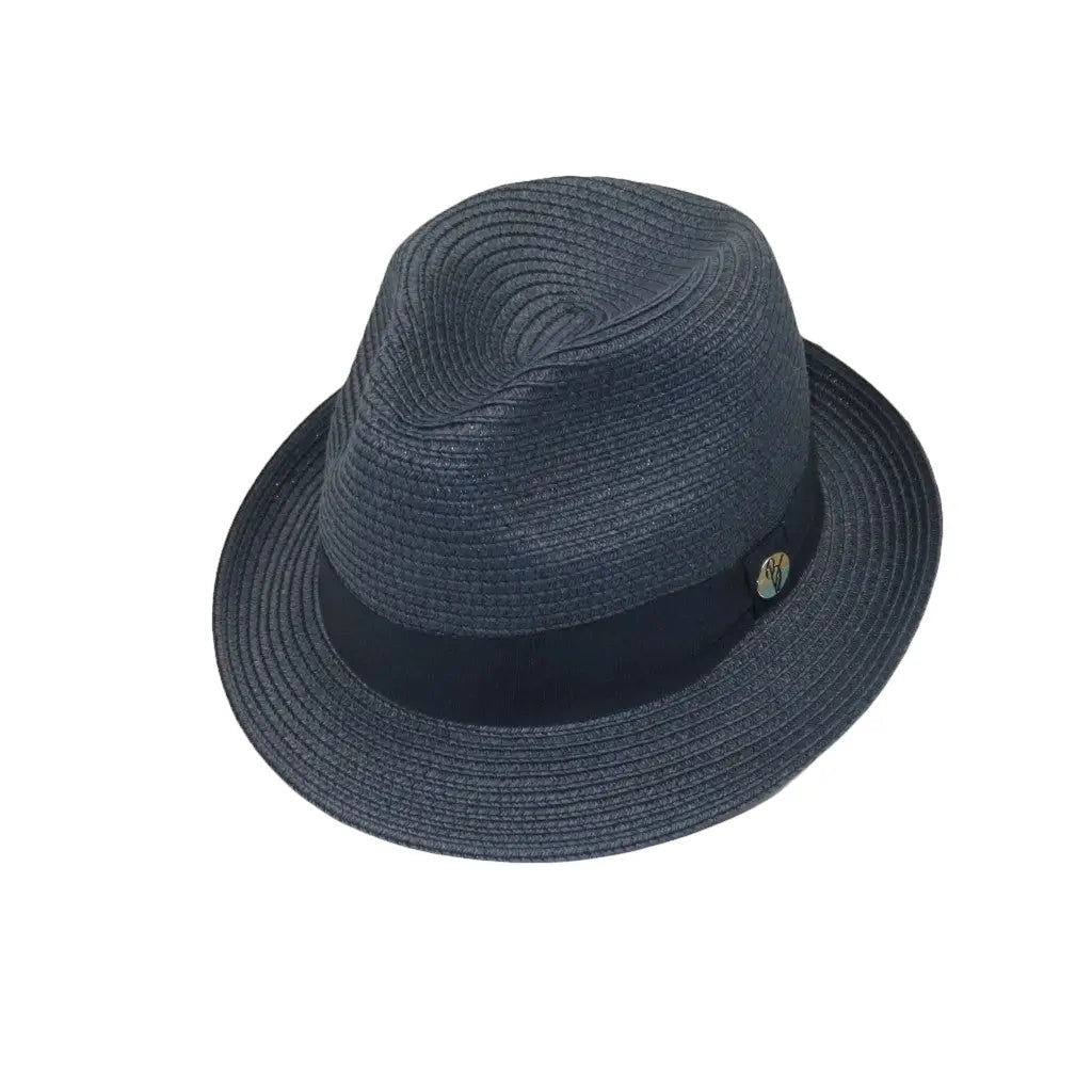 Men's Bently Semi Crushable Fedora Pinch Front Briad Hat Leonardo LE232 Navy