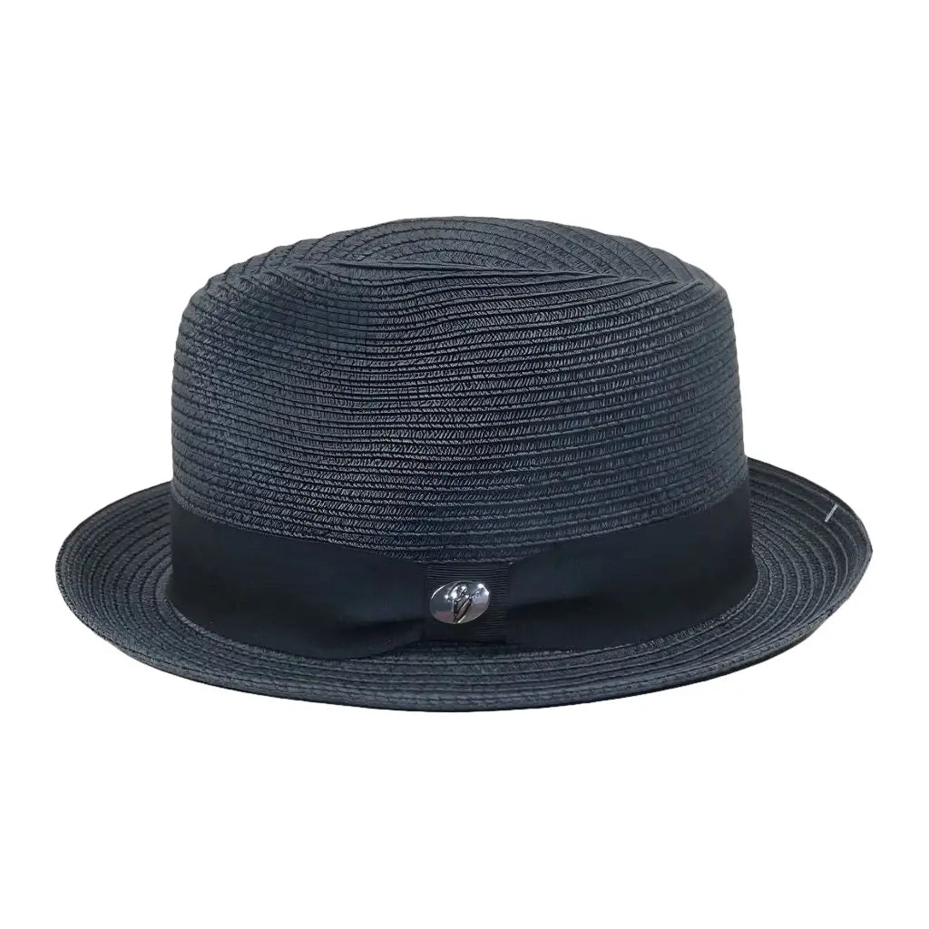 Men's Bently Semi Crushable Fedora Pinch Front Briad Hat Leonardo LE232 Navy