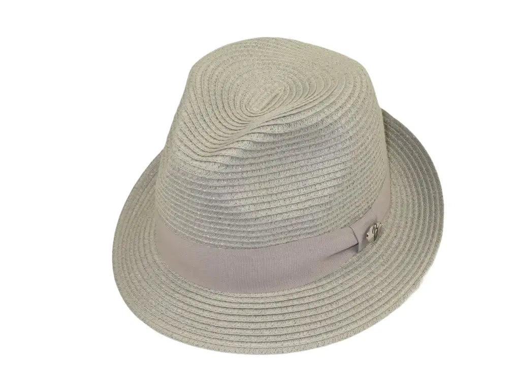 Men's Bently Semi Crushable Fedora Briad Straw Hat Leonardo LE233 Silver Gray