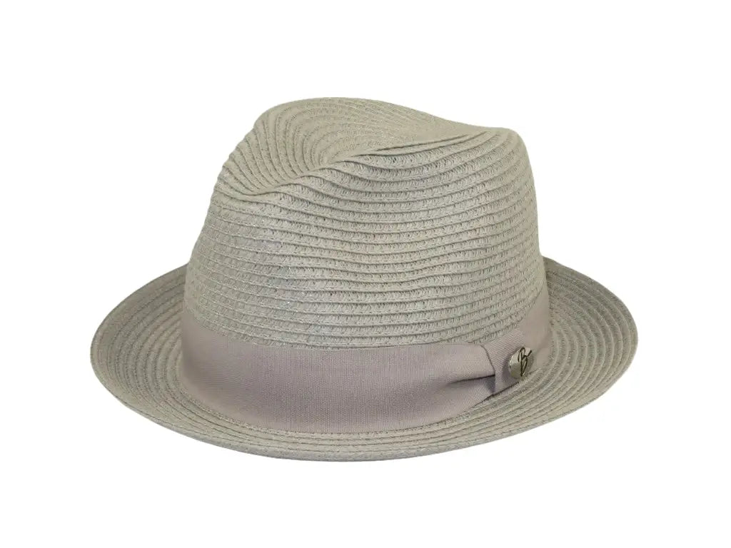 Men's Bently Semi Crushable Fedora Briad Straw Hat Leonardo LE233 Silver Gray