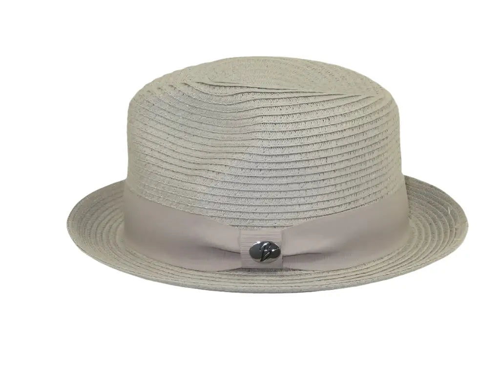 Men's Bently Semi Crushable Fedora Briad Straw Hat Leonardo LE233 Silver Gray