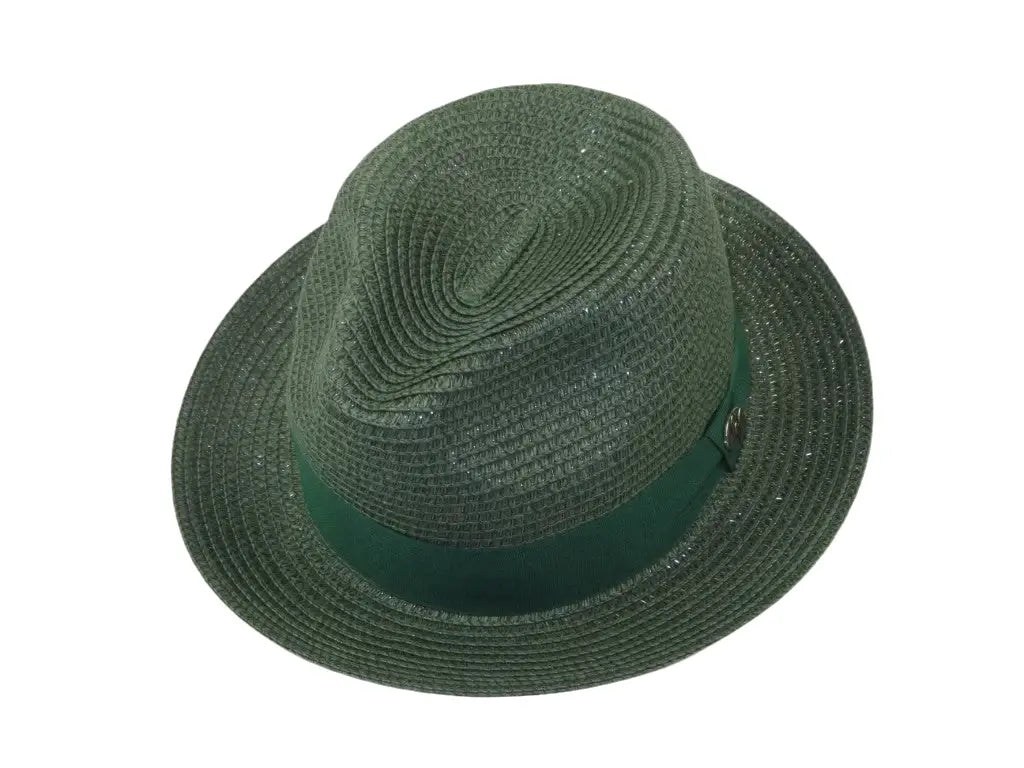 Men's Bently Semi Crushable Fedora Briad Straw Hat Leonardo LE235 Emerald Green
