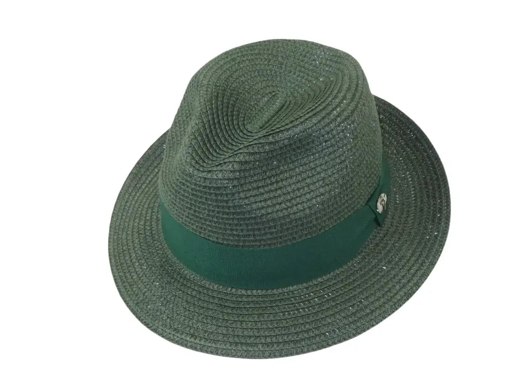 Men's Bently Semi Crushable Fedora Briad Straw Hat Leonardo LE235 Emerald Green