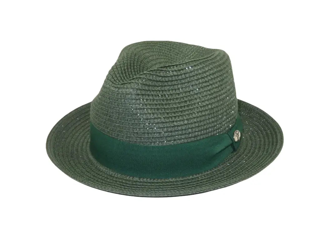 Men's Bently Semi Crushable Fedora Briad Straw Hat Leonardo LE235 Emerald Green
