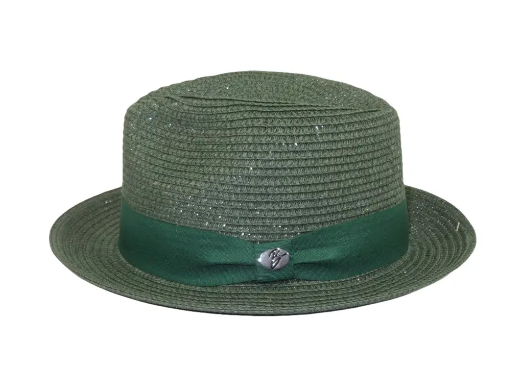 Men's Bently Semi Crushable Fedora Briad Straw Hat Leonardo LE235 Emerald Green